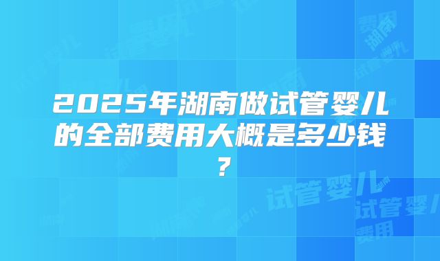 2025年湖南做试管婴儿的全部费用大概是多少钱?