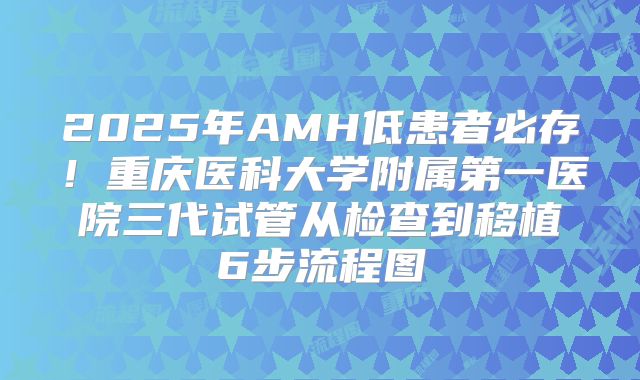 2025年AMH低患者必存！重庆医科大学附属第一医院三代试管从检查到移植6步流程图