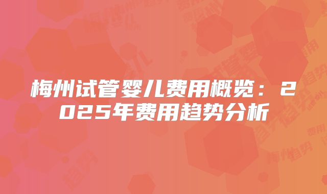 梅州试管婴儿费用概览:2025年费用趋势分析