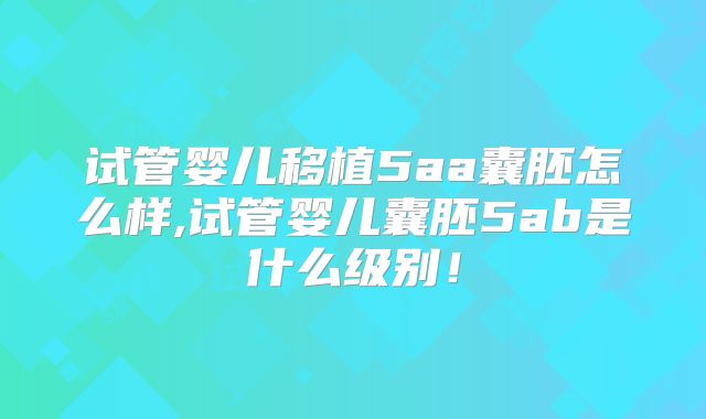 试管婴儿移植5aa囊胚怎么样,试管婴儿囊胚5ab是什么级别!