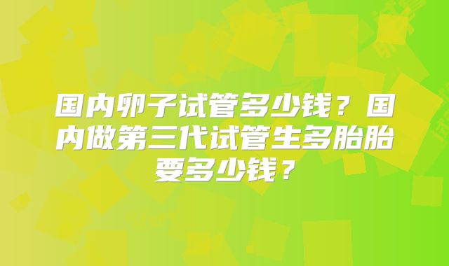 国内卵子试管多少钱?国内做第三代试管生多胎胎要多少钱?