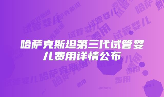 哈萨克斯坦第三代试管婴儿费用详情公布