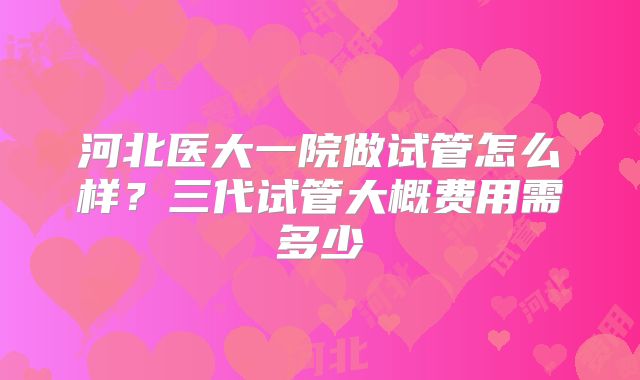 河北医大一院做试管怎么样?三代试管大概费用需多少