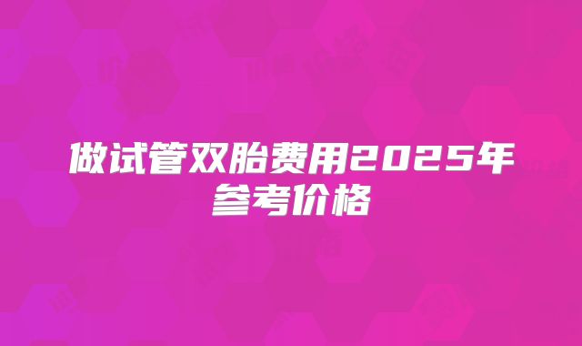 做试管双胎费用2025年参考价格
