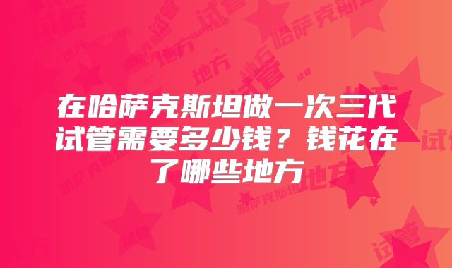 在哈萨克斯坦做一次三代试管需要多少钱?钱花在了哪些地方
