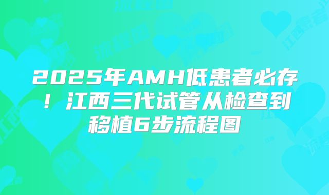 2025年AMH低患者必存!江西三代试管从检查到移植6步流程图