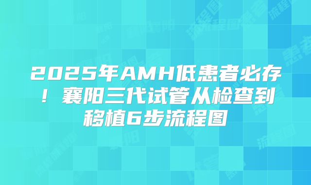 2025年AMH低患者必存!襄阳三代试管从检查到移植6步流程图