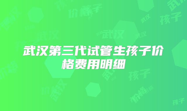 武汉第三代试管生孩子价格费用明细