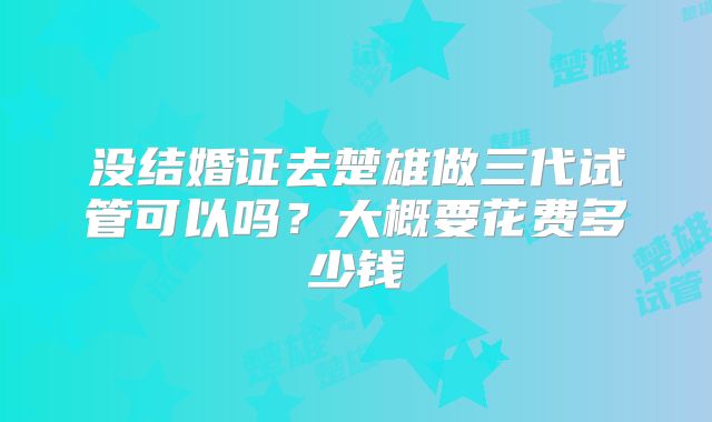 没结婚证去楚雄做三代试管可以吗？大概要花费多少钱