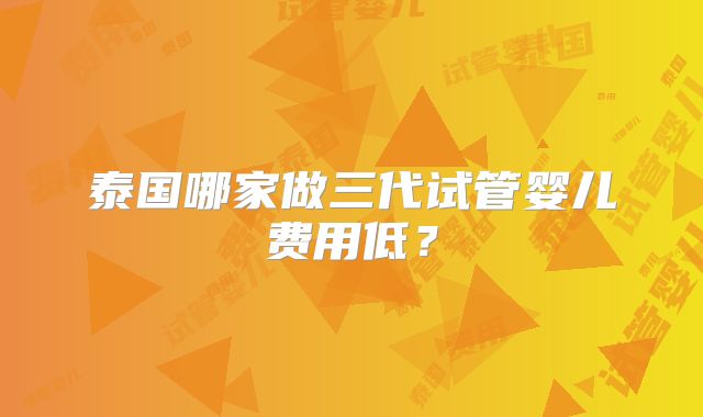 泰国哪家做三代试管婴儿费用低?
