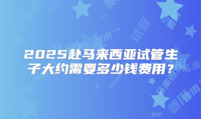 2025赴马来西亚试管生子大约需要多少钱费用？