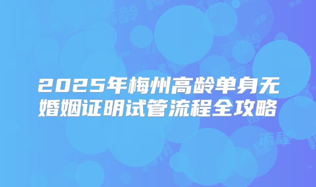 2025年梅州高龄单身无婚姻证明试管流程全攻略