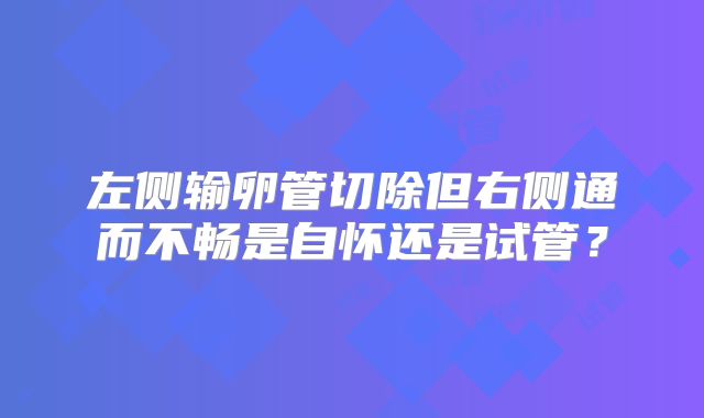 左侧输卵管切除但右侧通而不畅是自怀还是试管？