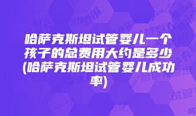 哈萨克斯坦试管婴儿一个孩子的总费用大约是多少(哈萨克斯坦试管婴儿成功率)