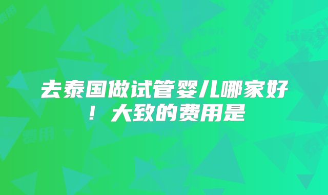 去泰国做试管婴儿哪家好!大致的费用是