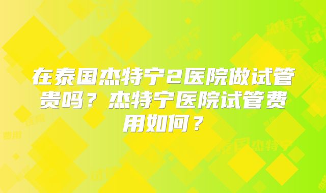 在泰国杰特宁2医院做试管贵吗?杰特宁医院试管费用如何?