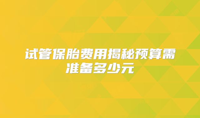 试管保胎费用揭秘预算需准备多少元