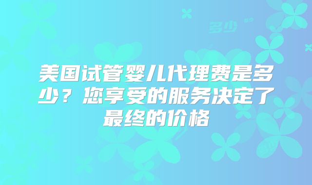 美国试管婴儿代理费是多少？您享受的服务决定了最终的价格