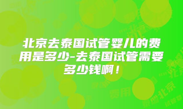 北京去泰国试管婴儿的费用是多少-去泰国试管需要多少钱啊!
