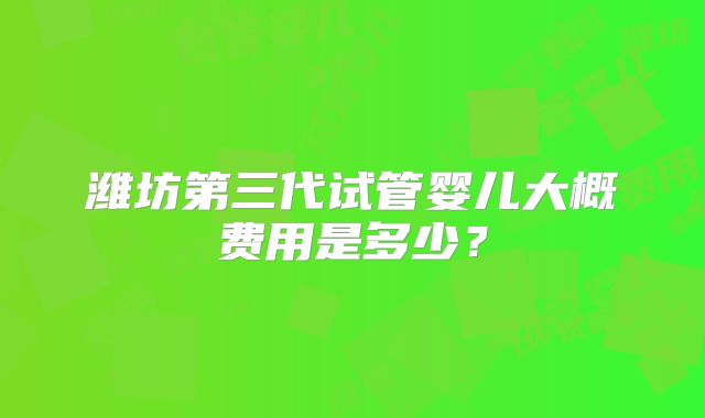 潍坊第三代试管婴儿大概费用是多少？