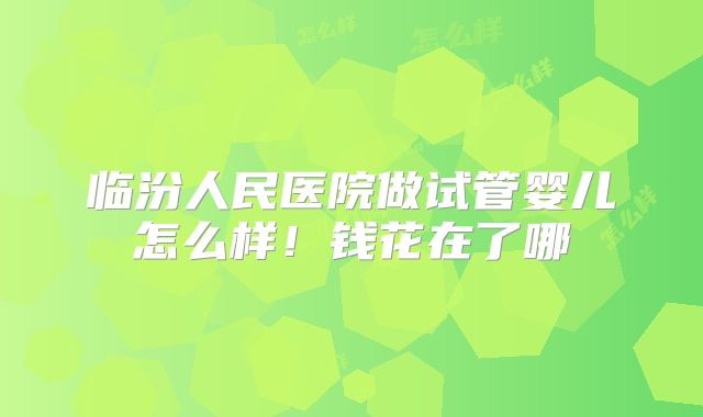 临汾人民医院做试管婴儿怎么样!钱花在了哪