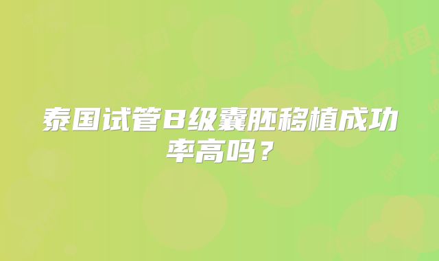 泰国试管B级囊胚移植成功率高吗?
