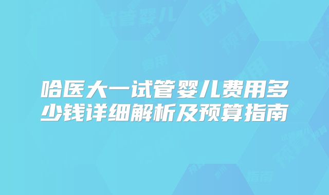 哈医大一试管婴儿费用多少钱详细解析及预算指南