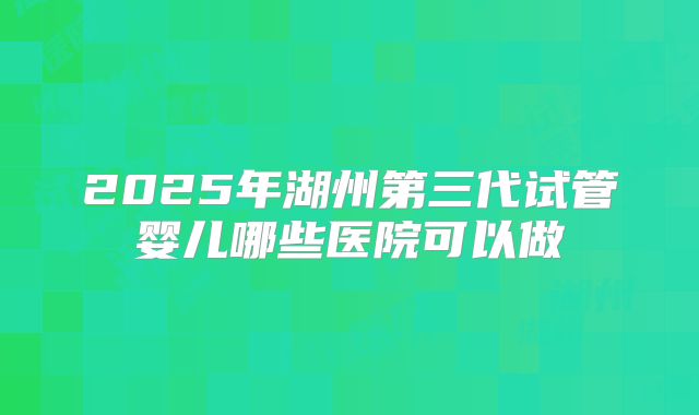 2025年湖州第三代试管婴儿哪些医院可以做
