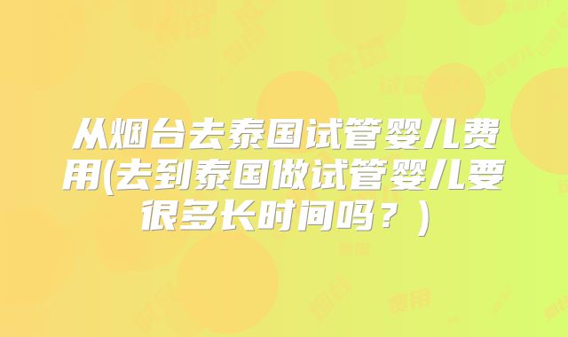 从烟台去泰国试管婴儿费用(去到泰国做试管婴儿要很多长时间吗？)