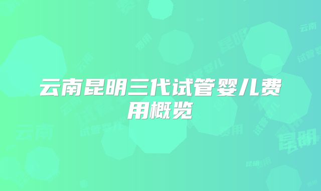 云南昆明三代试管婴儿费用概览