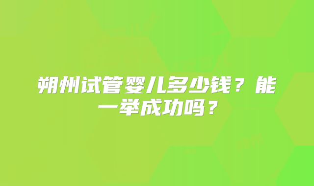 朔州试管婴儿多少钱？能一举成功吗？