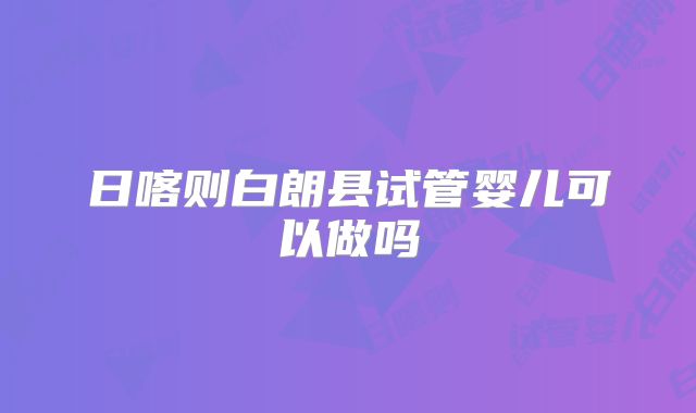 日喀则白朗县试管婴儿可以做吗