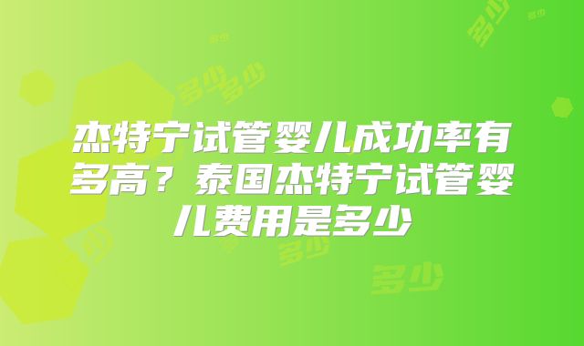 杰特宁试管婴儿成功率有多高?泰国杰特宁试管婴儿费用是多少