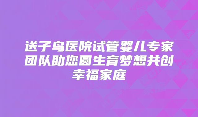送子鸟医院试管婴儿专家团队助您圆生育梦想共创幸福家庭