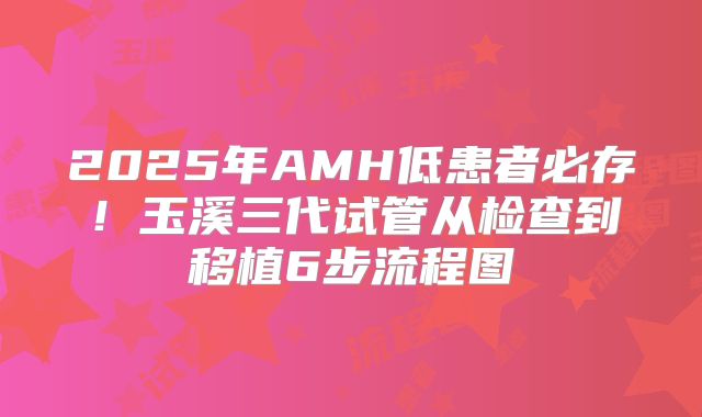 2025年AMH低患者必存！玉溪三代试管从检查到移植6步流程图