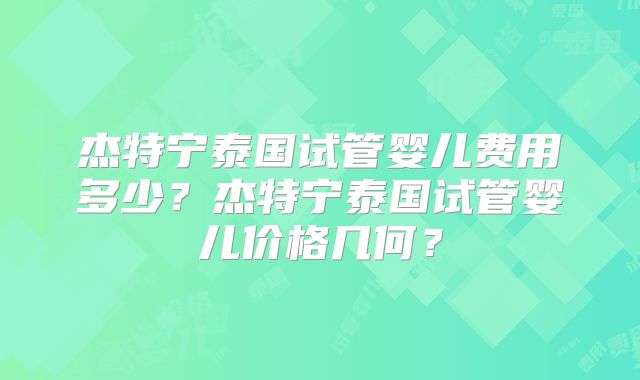 杰特宁泰国试管婴儿费用多少？杰特宁泰国试管婴儿价格几何？