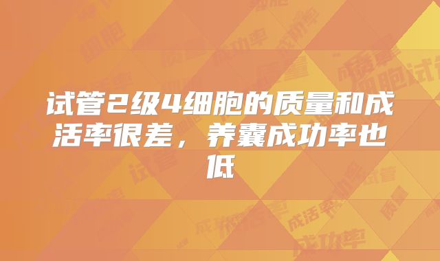 试管2级4细胞的质量和成活率很差,养囊成功率也低