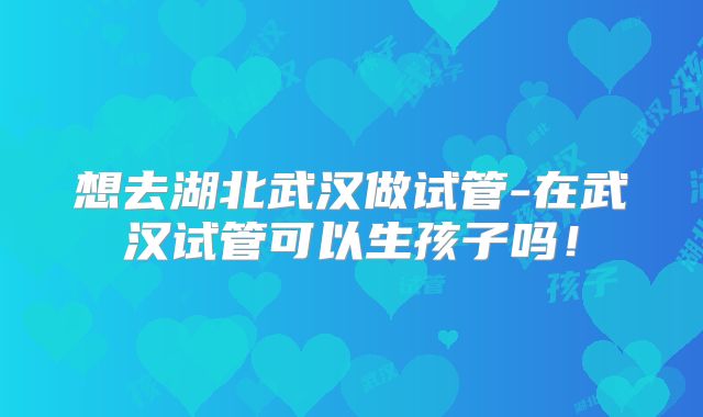 想去湖北武汉做试管-在武汉试管可以生孩子吗！