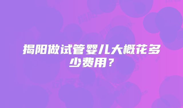 揭阳做试管婴儿大概花多少费用?