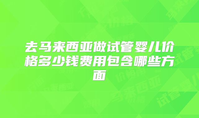 去马来西亚做试管婴儿价格多少钱费用包含哪些方面