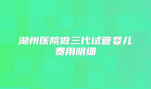 湖州医院做三代试管婴儿费用明细