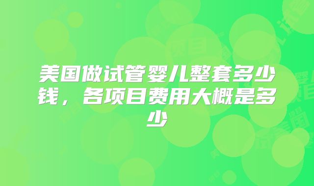 美国做试管婴儿整套多少钱,各项目费用大概是多少