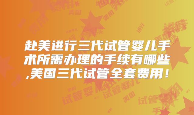 赴美进行三代试管婴儿手术所需办理的手续有哪些,美国三代试管全套费用！