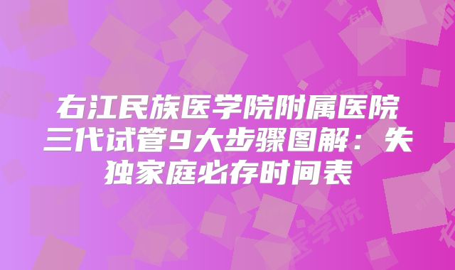右江民族医学院附属医院三代试管9大步骤图解：失独家庭必存时间表