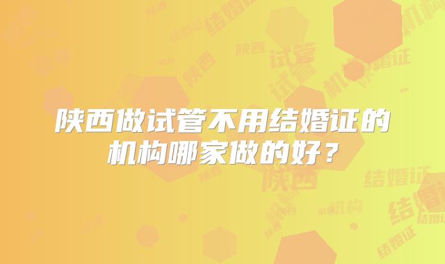 陕西做试管不用结婚证的机构哪家做的好?