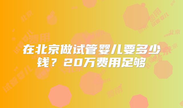 在北京做试管婴儿要多少钱?20万费用足够