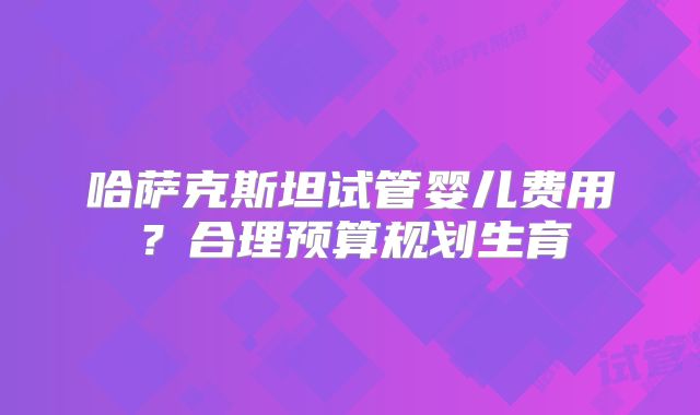 哈萨克斯坦试管婴儿费用?合理预算规划生育