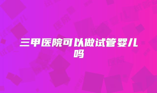 三甲医院可以做试管婴儿吗