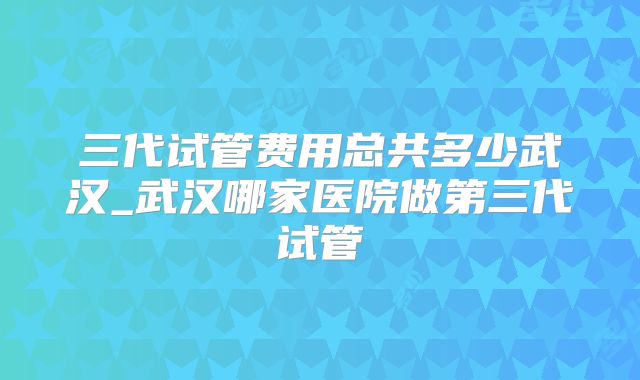 三代试管费用总共多少武汉_武汉哪家医院做第三代试管