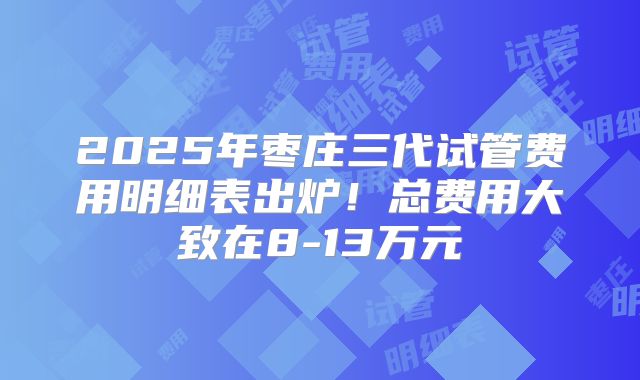2025年枣庄三代试管费用明细表出炉!总费用大致在8-13万元